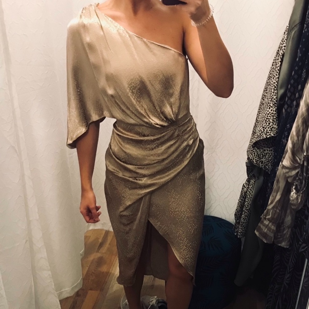 Gold One Shoulder Dress